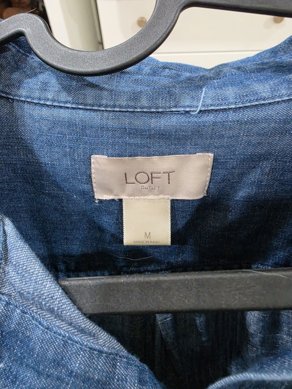 LOFT Outlet Casual Denim Button-Front Dress in Blue - Picture 2 of 4